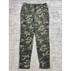 Elite Jeans Womens 11/12 Green Camouflage Distressed Skinny High Rise